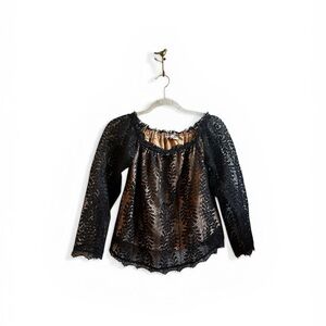 Heartloom Black Lace Overlay Top with Tan Lining